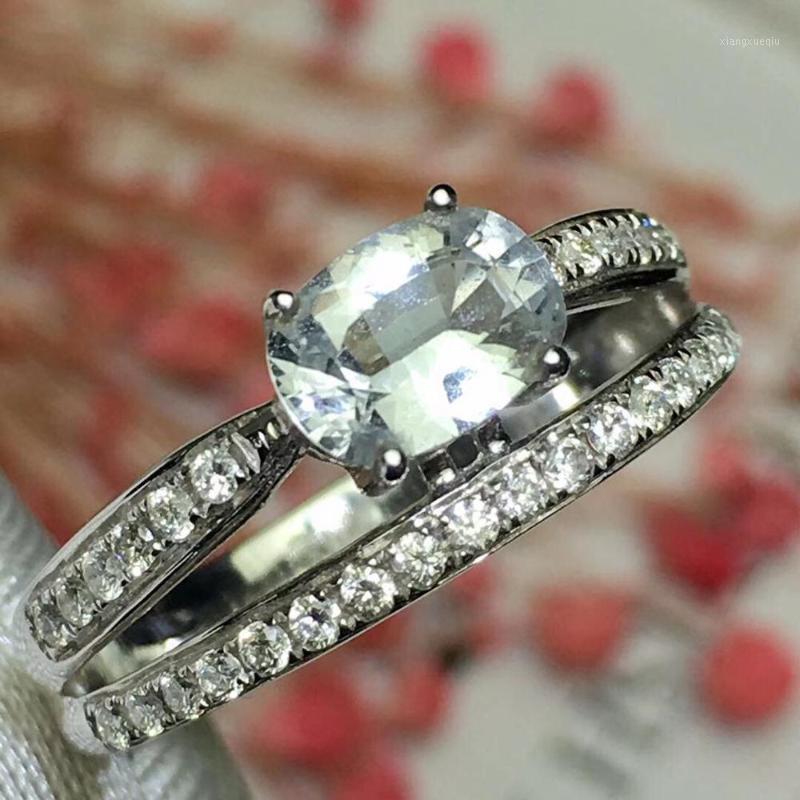 Cluster Rings White Sapphire Ring Real Pure 18 K Natural Gemstones 1.1ct Diamonds Stone Female, Golden;silver
Cluster Rings White Sapphire Ring Real Pure 18 K Natural Gemstones 1.1ct Diamonds Stone Female, Golden;silver