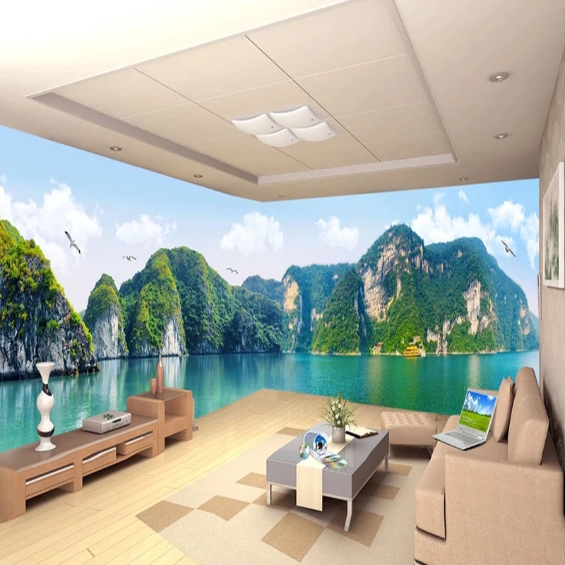 Custom Wallpaper 3D Stereo Mountains Rivers Landscape Scenery Murals Living Room Bedroom Study Classic Background