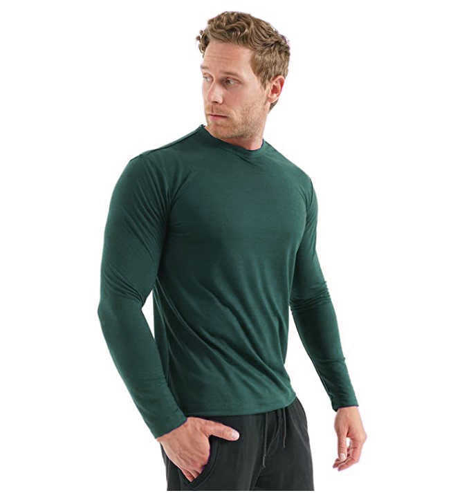 Men's 100% Merino Wool Thermal long sleeve T Shirt Base Laye 240g Wicking Breathable Anti-Odor 210629