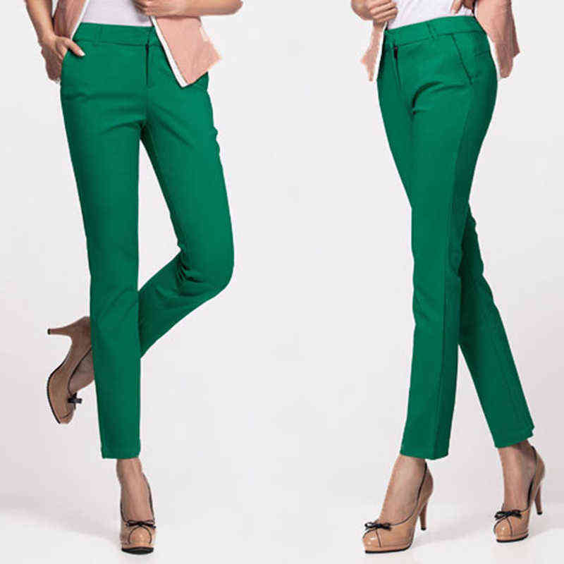 women's casual OL office Pencil Trousers Girls's cute 12 colour Slim Stretch Pants fashion Candy Office 211124Z