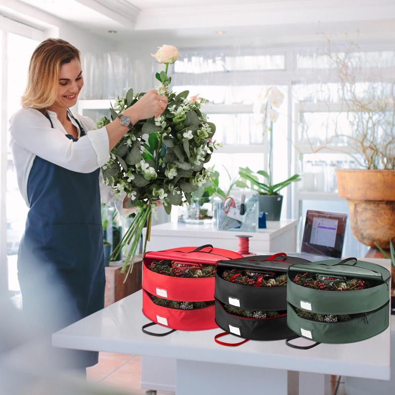 storage bags double layer christmas wreath bag 24 inch with compartments washable cotton organic organizer handbag
storage bags double layer christmas wreath bag 24 inch with compartments washable cotton organic organizer handbag