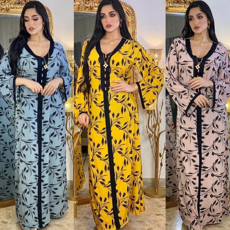Ethnic Clothing Women Print Muslim Abaya Long Sleeve Dubai Caftan Robe Sexy V-neck Dresses Female Islamic Casual Formal Dress
Ethnic Clothing Women Print Muslim Abaya Long Sleeve Dubai Caftan Robe Sexy V-neck Dresses Female Islamic Casual Formal Dress