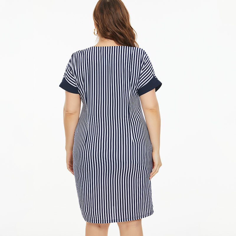 Summer Plus Size Women Clothing stripe dress fashion Ladies Vintage elegant dress 4XL 5XL 6XL 210409