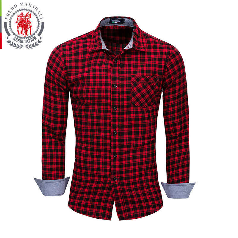 Fredd Marshall Plaid Shirt Men Red Shirt Men Fashion Style 100% Cotton Long Sleeve Casual Shirts Camisa Social FM170 210527
Fredd Marshall Plaid Shirt Men Red Shirt Men Fashion Style 100% Cotton Long Sleeve Casual Shirts Camisa Social FM170 210527