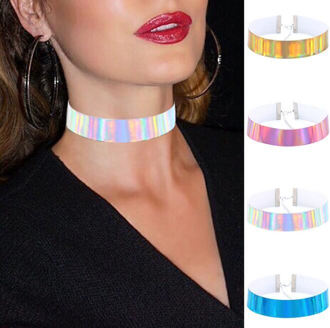 Fashionable Holographic Choker Color Leather Collar Chocker Hand Metal Punk Gothic Necklace Chokers 
Fashionable Holographic Choker Color Leather Collar Chocker Hand Metal Punk Gothic Necklace Chokers