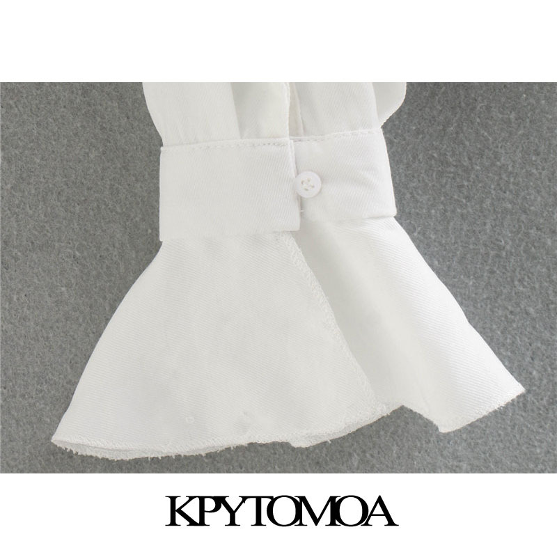 Women Fashion With Ruffle Trims Blouses High Neck Long Sleeve Female Shirts Blusas Chic Tops 210420