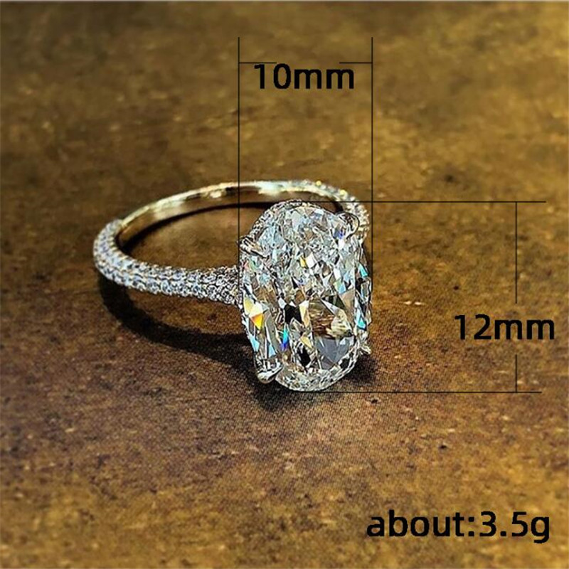 Vintage Oval cut 4ct Lab Dia Promise Ring 100% Real sterling Sier Engagement Wedding Band Rings For Women Jewelry