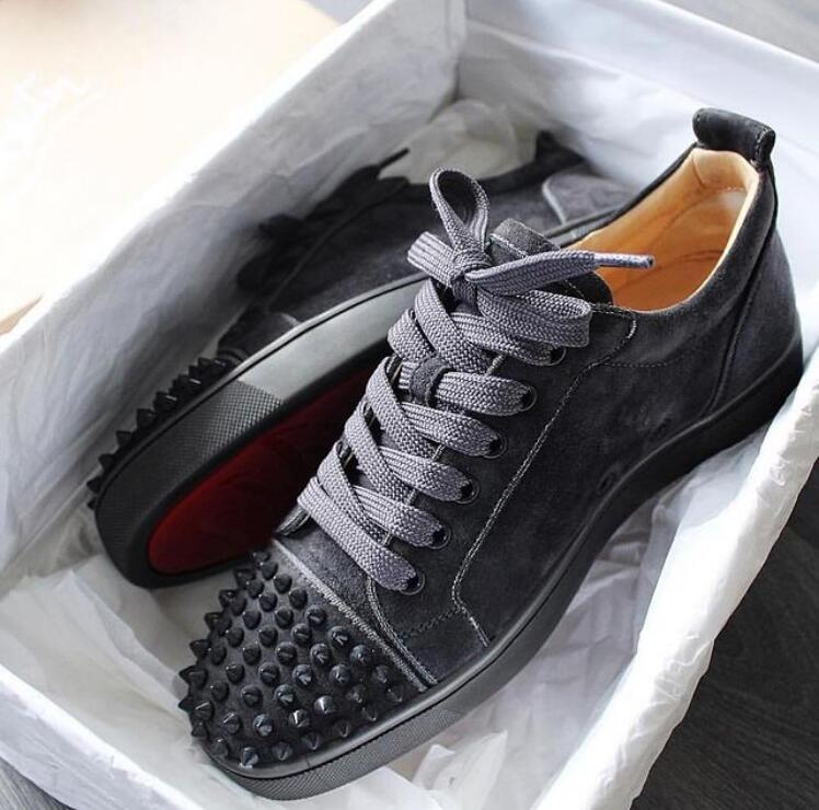 Super quality made Men's Casual Shoes junior spikes red bottom sneaker dark grey genuine leather suede rivets flats low top sports trai, Black
Super quality made Men's Casual Shoes junior spikes red bottom sneaker dark grey genuine leather suede rivets flats low top sports trai, Black