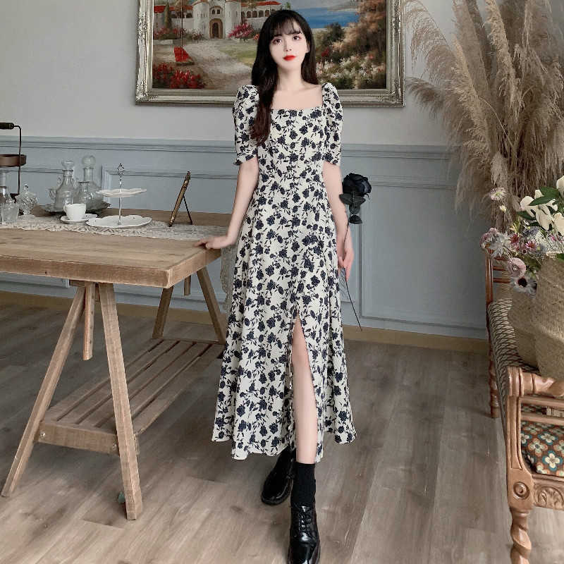 Style 2021 Court Leisure Temperament Bubble Sleeve Floral Square Collar Dress Split Skirt Fairy Group, Picture color
Style 2021 Court Leisure Temperament Bubble Sleeve Floral Square Collar Dress Split Skirt Fairy Group, Picture color