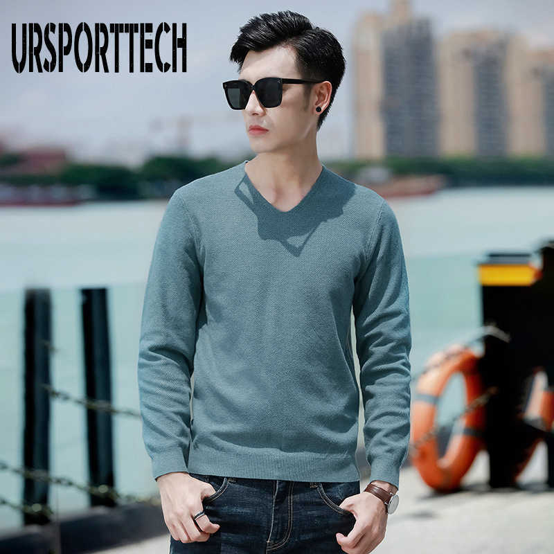 Autumn Knitted V Neck Pullover Jumper Sweater Men Streetwear Hip Hop Casual Slim Fit Long Sleeve Sweater Men Knitwear Pull Homme 210528