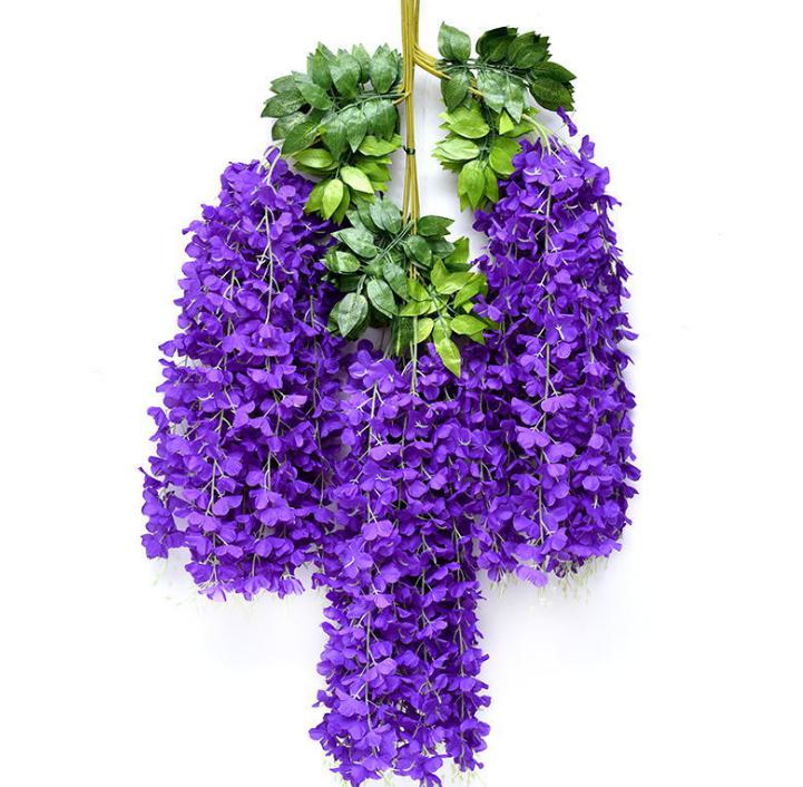 2021 Wisteria wine Elegant Artificial Silk Flower Wisteria Vine Rattan For Wedding Center pieces Decorations Bouquet Garland