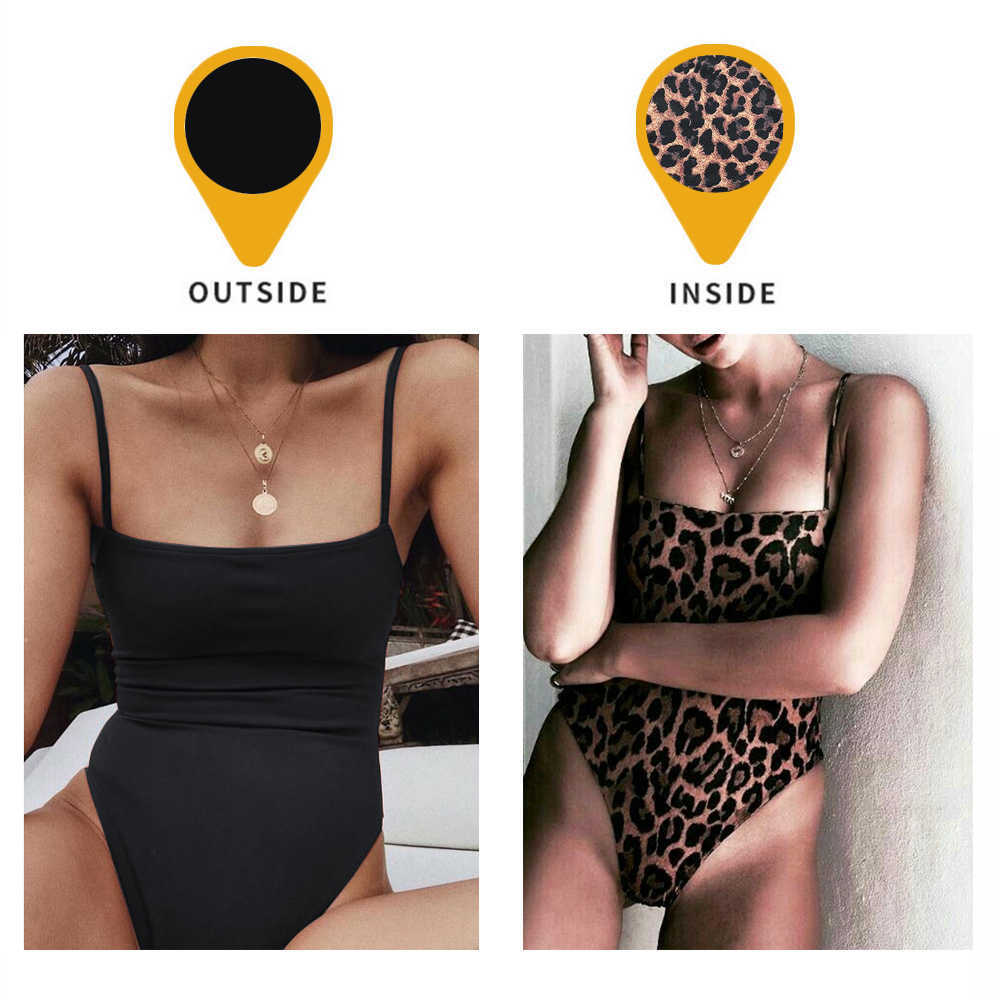 Sexy Reversible Leopard/Solid/Stripe Bandeau Bodysuit Monokini Female High Cut Thong Swimwear Women Swimsuit 210625