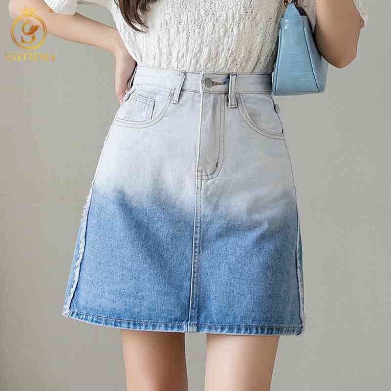 Gradient Denim Skirt Women High Waist Sexy Mini A-Line Skirts Fashion Clothes 210520, Photo color
Gradient Denim Skirt Women High Waist Sexy Mini A-Line Skirts Fashion Clothes 210520, Photo color