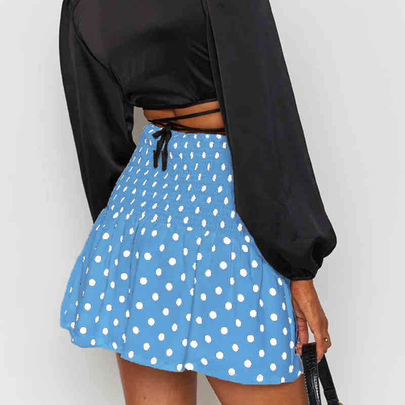 Casual dots printed Woman skirts Clothes Vintage Women's Summer Skirts Ladies Beach Floral Sexy Anime Wrap Skirt for Girls 210524