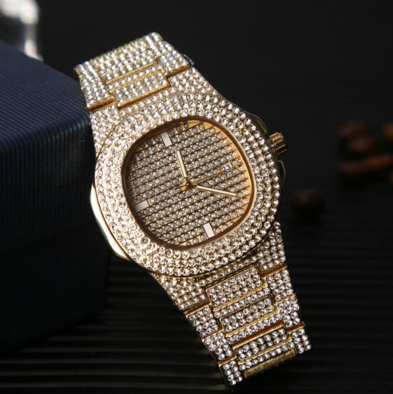 Wristwatches Men Watches Fashion Diamond Automatic Date Quartz Watch Stainless Steel Hip Hop Top Clock With Box, Silver
Wristwatches Men Watches Fashion Diamond Automatic Date Quartz Watch Stainless Steel Hip Hop Top Clock With Box, Silver