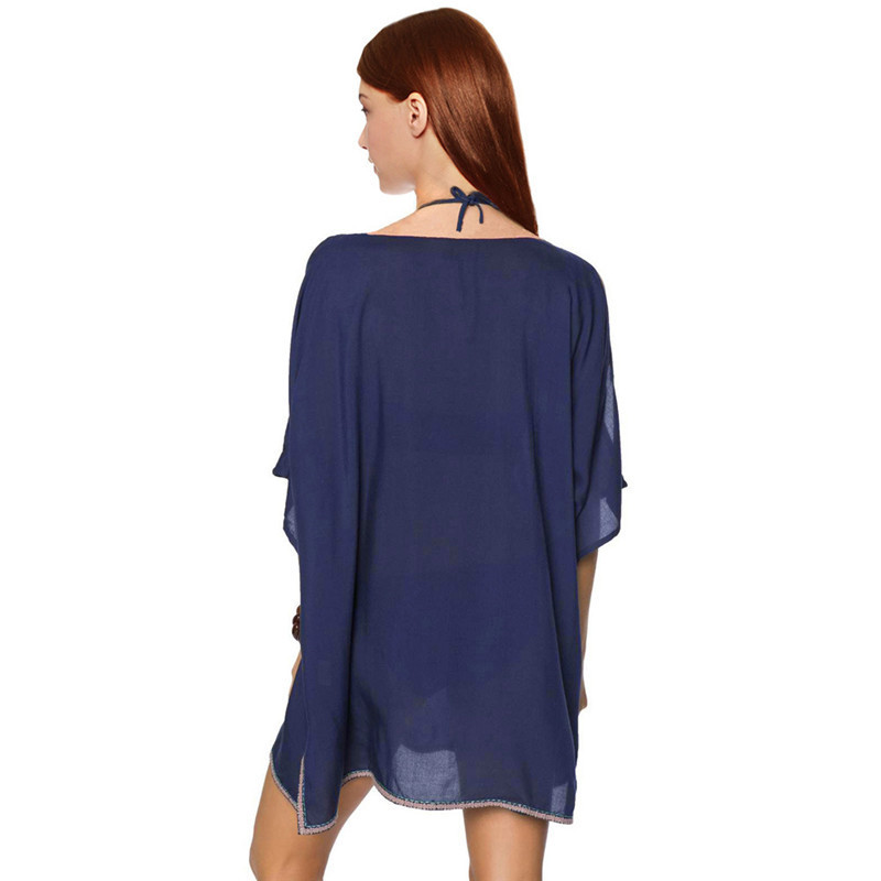 Embroidery Cotton Bathing suit Cover ups Tunics for Beach Robe de Praia Swim up Swimwear Women Beachwear #Q347 210420