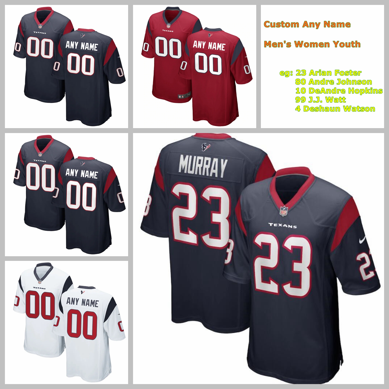 NIKE NFL jersey 2021 American Football Jerseys Houston Texans Custom Deshaun Watson J.J. Watt DeAndre Hopkins Andre Johnson Arian Foster Sti, Black;red
NIKE NFL jersey 2021 American Football Jerseys Houston Texans Custom Deshaun Watson J.J. Watt DeAndre Hopkins Andre Johnson Arian Foster Sti, Black;red