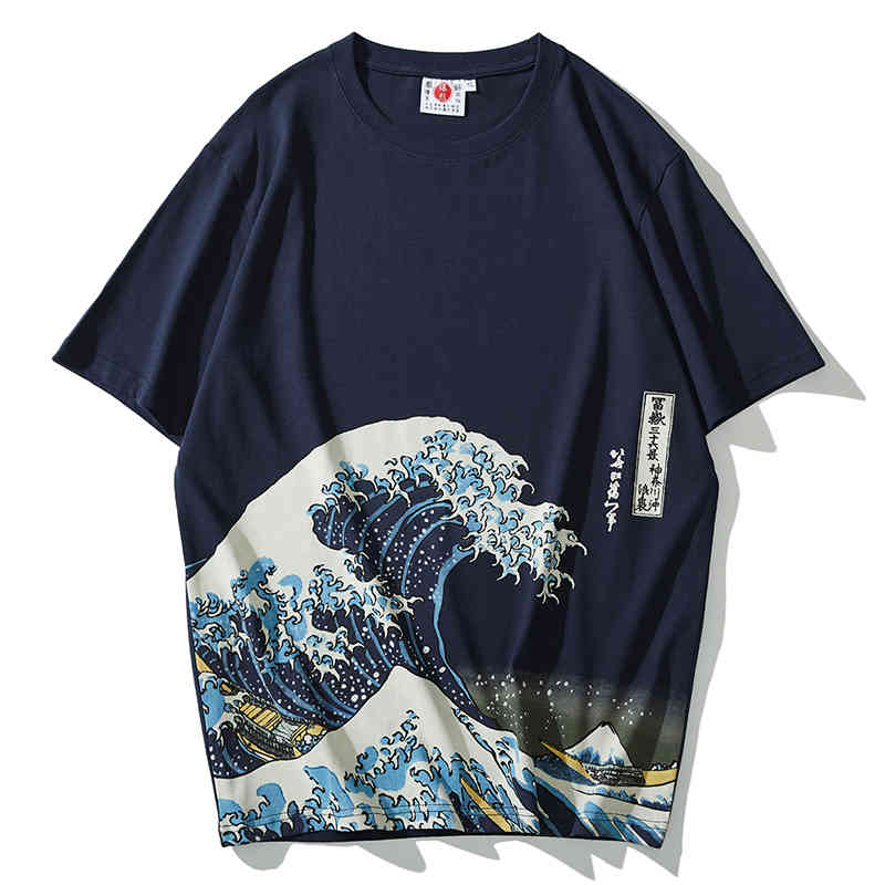 T Shirt Japanese Fashion Brand Ukiyo-e Kanagawa Sea Wave Trend Cotton Round Neck Personality Retro Men's Summer Short-sleeved, White;black
T Shirt Japanese Fashion Brand Ukiyo-e Kanagawa Sea Wave Trend Cotton Round Neck Personality Retro Men's Summer Short-sleeved, White;black
