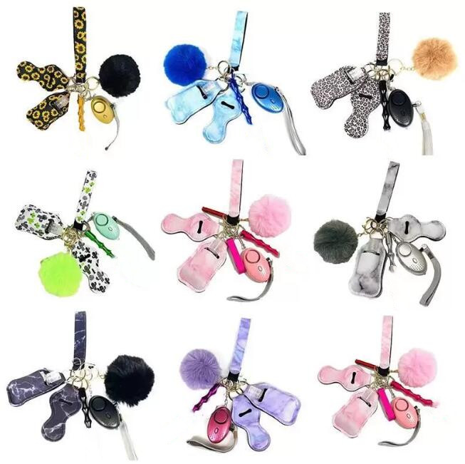 19 Colors 9 pcs/set Defense Keychain Set Alarm Pompom Hand Sanitizer Wrist Strap Lipstick Holder Keychains Stick Bottle Opener For Woman Men Self-defense Keyring
19 Colors 9 pcs/set Defense Keychain Set Alarm Pompom Hand Sanitizer Wrist Strap Lipstick Holder Keychains Stick Bottle Opener For Woman Men Self-defense Keyring