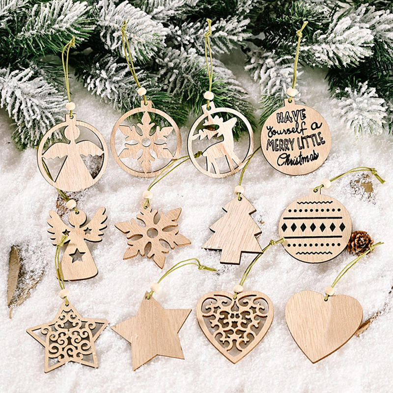 12pcs/box Christmas Wooden Pendants Xmas Tree Hanging Ornaments DIY Wood Crafts For Home Christmas Party New Year Decorations 
12pcs/box Christmas Wooden Pendants Xmas Tree Hanging Ornaments DIY Wood Crafts For Home Christmas Party New Year Decorations