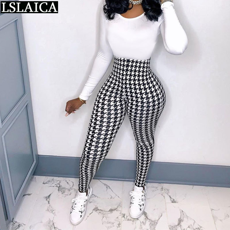 High Waist Pants Skinny Casual Printing Trousers Women Fashion Arrival Elastic Fitness Tracksuit Pantalones Para Mujer 210515