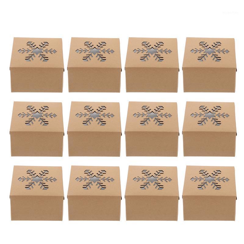 Gift Wrap 25pcs Christmas Kraft Paper Boxes Adorable Wrapping Cake Cases (Khaki)