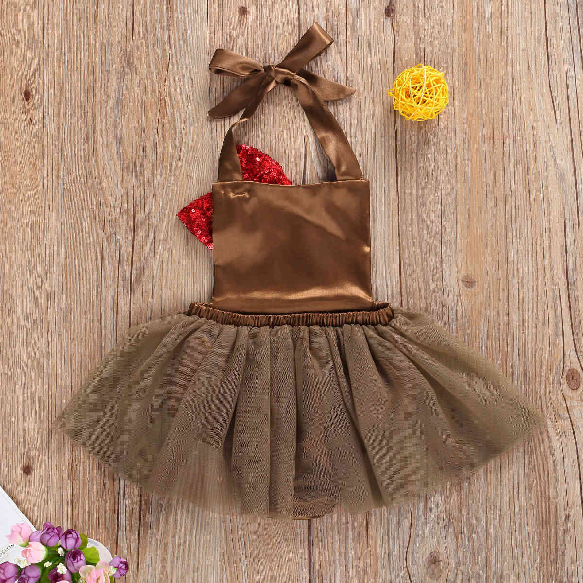 0-18M Thanksgiving Day Baby Girl Clothes born Infant Girls Sequins Tulle Romper Cartoon Turkey Party Jumpsuit 210515