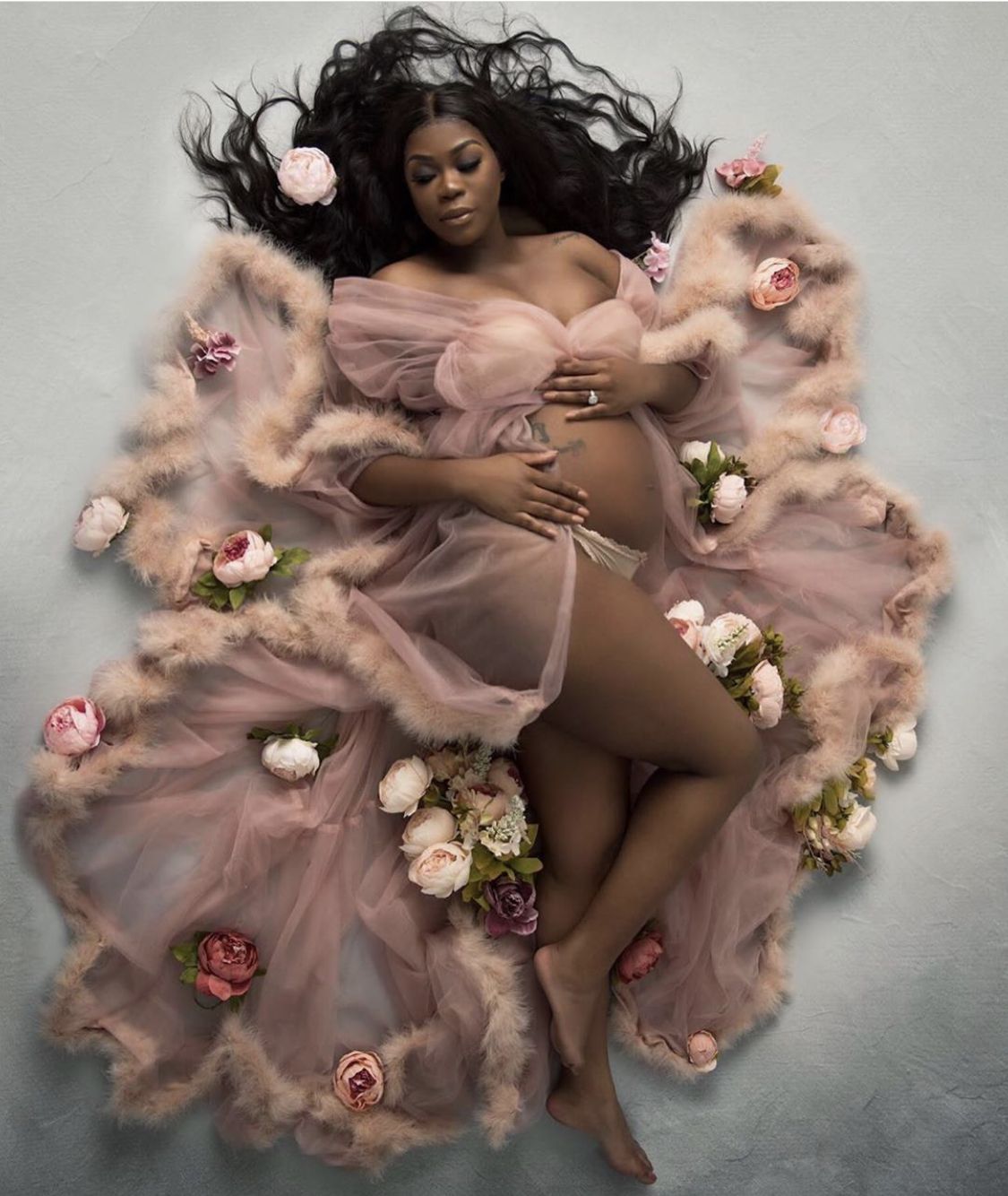 Fur Tulle Photo Shoot Sleepwear Outfits Feather See Through Maternity Robe Prom Gowns Photography Costume Wear Bathrobe