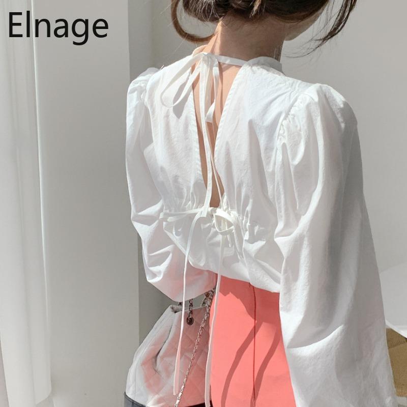 Women's Blouses & Shirts Korean Women Clothes Summer Spring Lace Up Back Sexy Backless Round Neck Puff Long Sleeve White Blouse And Tops 
Women's Blouses & Shirts Korean Women Clothes Summer Spring Lace Up Back Sexy Backless Round Neck Puff Long Sleeve White Blouse And Tops