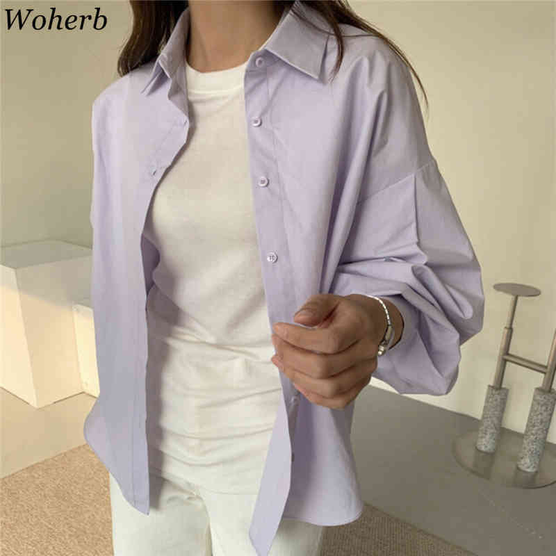 Woman Blouse Korean Spring Mint Green Single-breasted Tops Women Clothing Loose Lantern Sleeve Shirt Blouses Blusas Mujer 210519