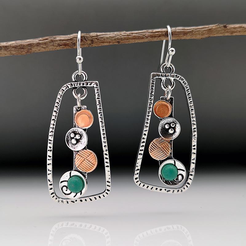 Dangle & Chandelier Vintage Creativity Hollow Geometric Turquoises Earrings Silver Color Metal Buttons For Women Handmade
Dangle & Chandelier Vintage Creativity Hollow Geometric Turquoises Earrings Silver Color Metal Buttons For Women Handmade