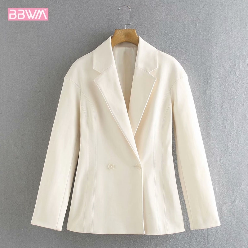 French Retro Women's Fall Slim Chic Jacket Korean Style Lapel Beige Occupation Female Coat Tops 210507