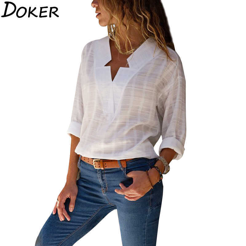 Spring Summer Plus Size Shirt Women Clothes V-neck Long Sleeve Streetwear Womens Tops And Blouses Office Blouse Femme 210721, White
Spring Summer Plus Size Shirt Women Clothes V-neck Long Sleeve Streetwear Womens Tops And Blouses Office Blouse Femme 210721, White