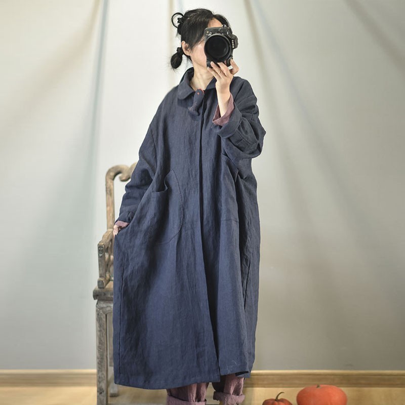 Johnature Cotton Linen Loose Plus Size Buttonless Cardigan Windbreaker Autumn Winter Retro Patchwork Pocket Women Coat 210521, Navy blue
Johnature Cotton Linen Loose Plus Size Buttonless Cardigan Windbreaker Autumn Winter Retro Patchwork Pocket Women Coat 210521, Navy blue