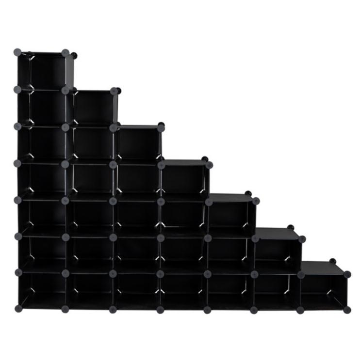 2022 Boxes & Bins 7-Tier Shoe Rack Space Saving 28-Pair Plastic Units Cabinet Storage Organizer Ideal for Entryway Hallway Bathroom Living Room Black
