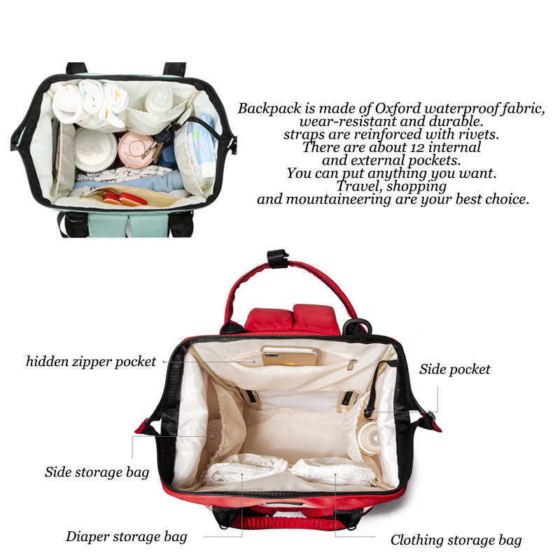 Oxford Women Backpacks Multifunction Ladies Waterproof Shoulder Backpack Large Capacity Mommy Bags Baby Changing Diaper Bags 210907