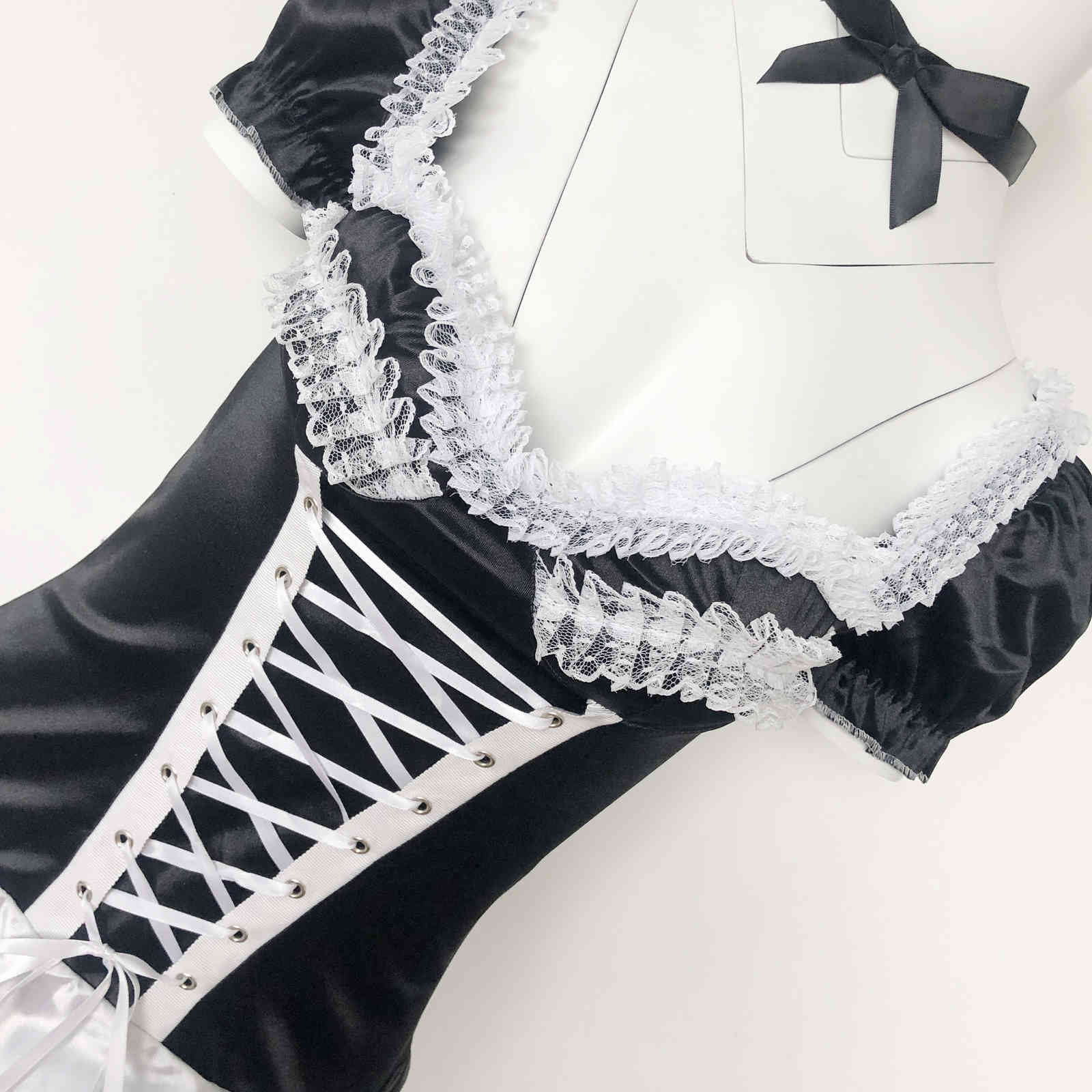 Utmeon Plus size S-6XL Sexy Costumes Women's Night French Maid Cosplay Costume For Halloween Women's Exotic Servant Dress L0407