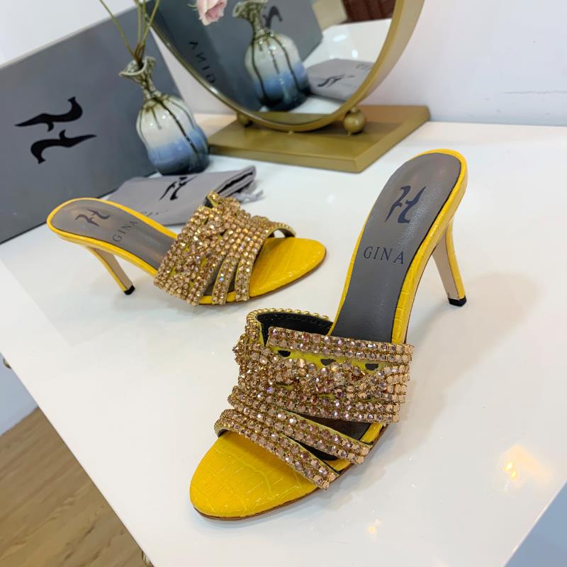 Brand new women's slipper sandal shoes gina ladies high heels 8.5 cm sandal shoes with diamond 6 colors high quality !