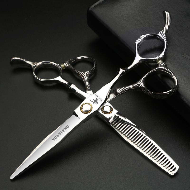Hair Scissors 6" Professional Hairdressing Set Cutting Thinning Barber Shears High Quality Big Bearing Screw Shear