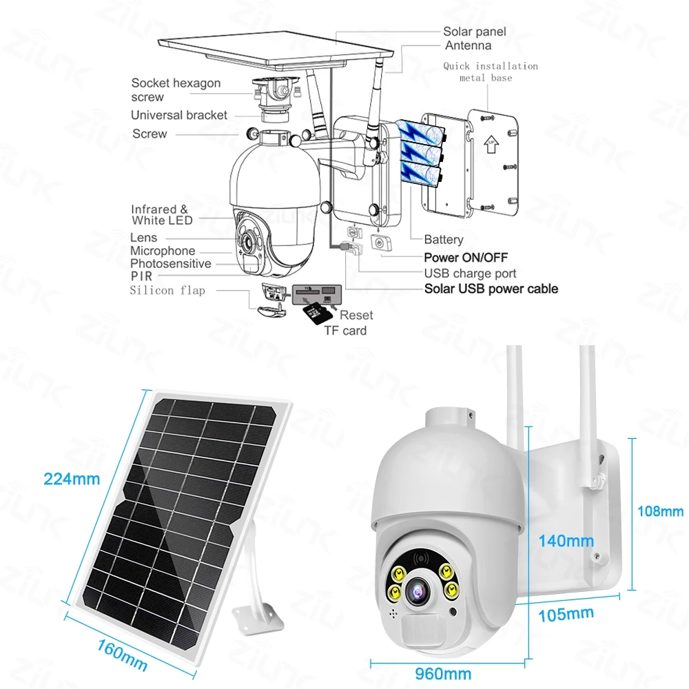 WIFI Camera Outdoor PIR Detection 3G 4G Sim Card 1080P HD Bulit-in Battery Solar Wireless PTZ IP WI-FI Street Video Surveillance CCTV
WIFI Camera Outdoor PIR Detection 3G 4G Sim Card 1080P HD Bulit-in Battery Solar Wireless PTZ IP WI-FI Street Video Surveillance CCTV