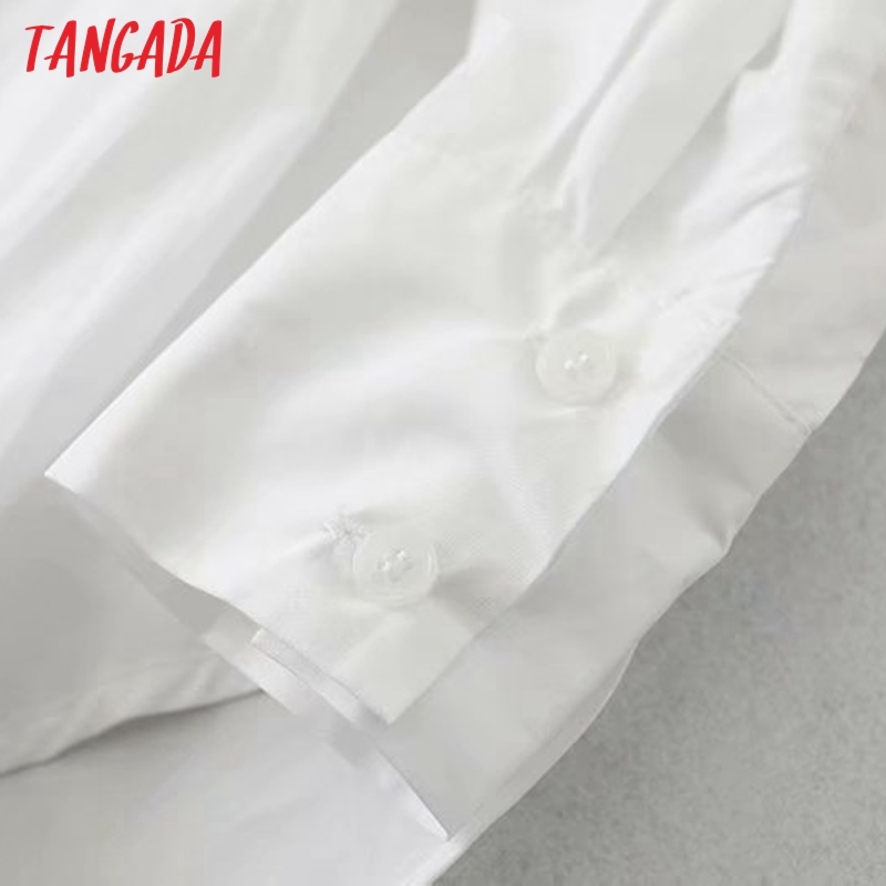 Women White 2 Piece With Knit Camis Long Sleeve Chic Female Casual Shirt 5B16 210416
