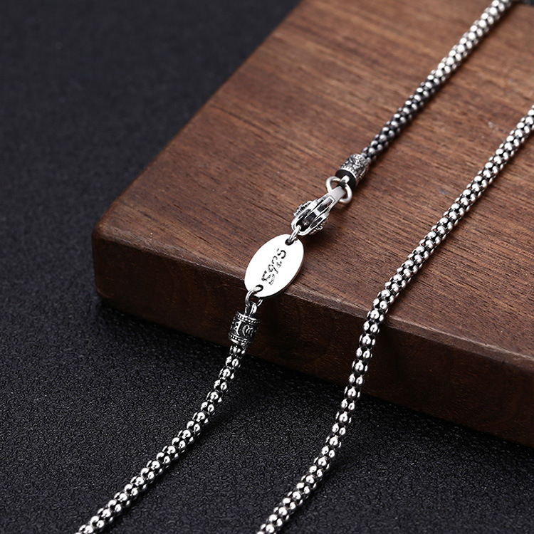 925 sterling silver ball link chain men's necklaces American European Hip-hop handmade designer punk gothic antique luxury jewelry accessories gi