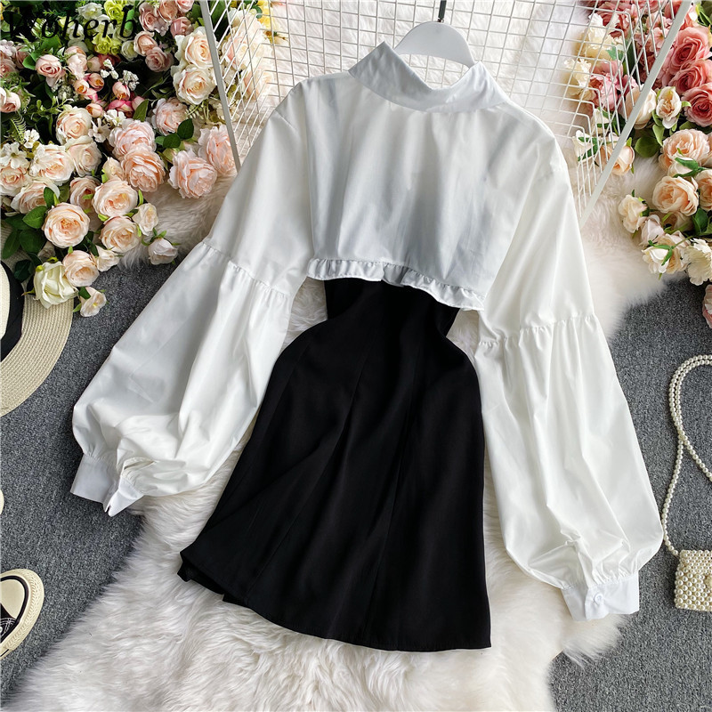 Two Piece Outfits for Women Crop Tops Dress Fall Clothes Woman Korean Sexy Slim Fit Suit Femme Roupas 2 Set 4F778 210519