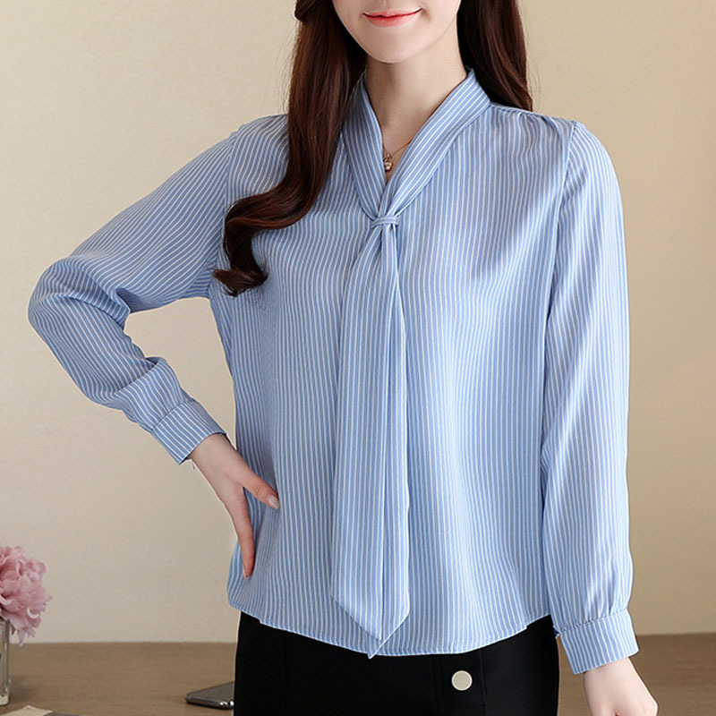 Bouse Spring Chiffon Striped Shirts Women Tops And Blouses Female Clothes Blusas Mujer De Moda Full 8286 50 210415