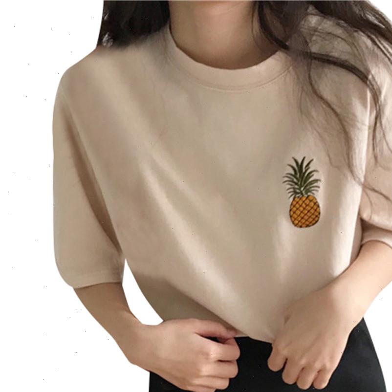korean fashion womens t shirt shirts clothing women oversized pineapple embroidery funny half sleeve o neck loose drop, White
korean fashion womens t shirt shirts clothing women oversized pineapple embroidery funny half sleeve o neck loose drop, White