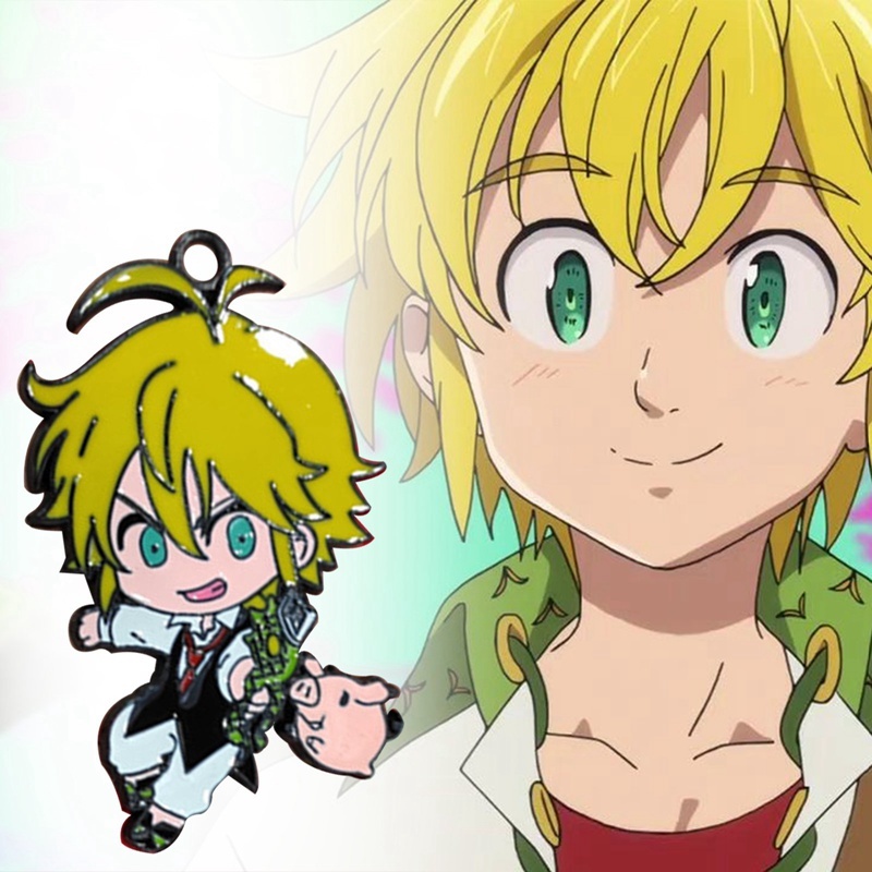 6Pcs/lot Japan Nanatsu no Taizai Dragon's Sin of Wrath Sword Keychains Anime The Seven Deadly Sins Escanor Axe Keyring Holder 210409