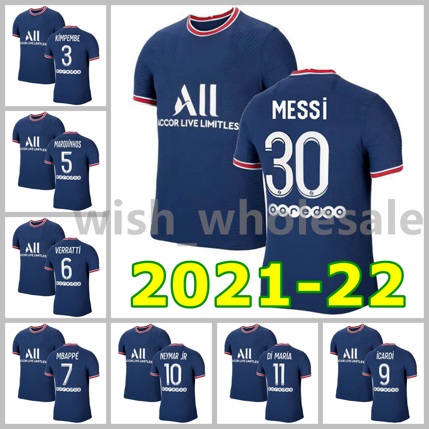 2021-22 Paris Saint-Germain Soccer Jerseys 30 Messi Jersey 7 Mbappé 10 Neymar Jr 3 Kimpembe 9 Icardi 14 Juan Bernat 21 Ander Herrera 22 Diallo With Patch Breathable, As photo
2021-22 Paris Saint-Germain Soccer Jerseys 30 Messi Jersey 7 Mbappé 10 Neymar Jr 3 Kimpembe 9 Icardi 14 Juan Bernat 21 Ander Herrera 22 Diallo With Patch Breathable, As photo