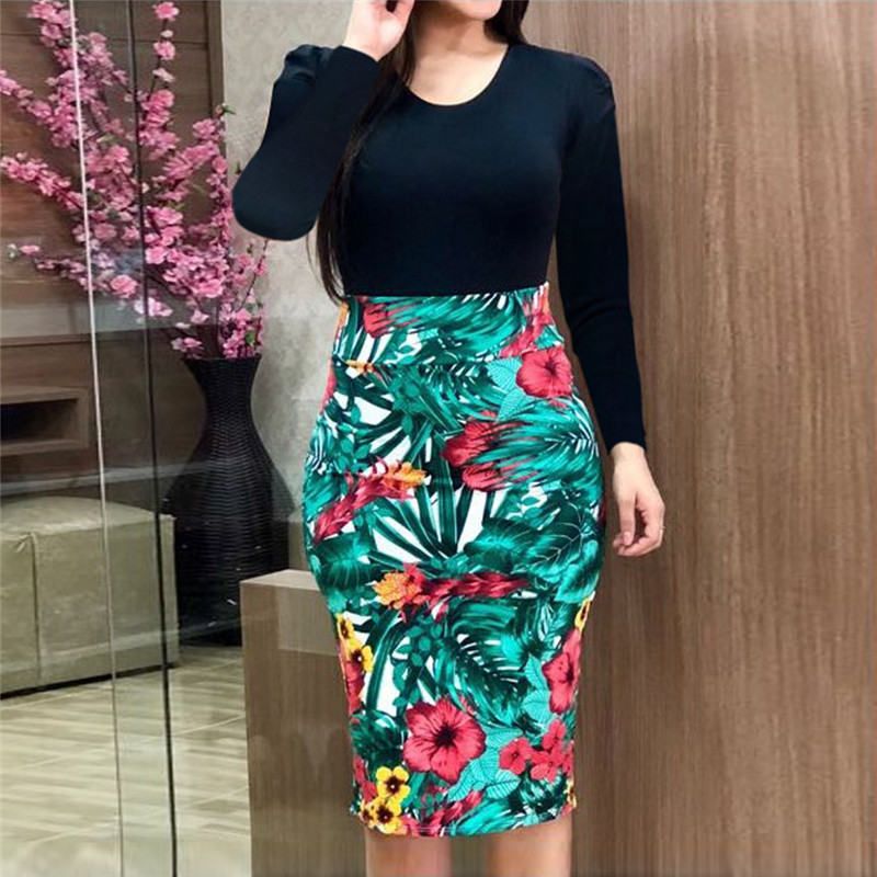 Women Dress Sexy O Neck Slim Package Hip Mini es Casual Floral Print Short Sleeve Patchwork Summer Vestidos Big Size 210522