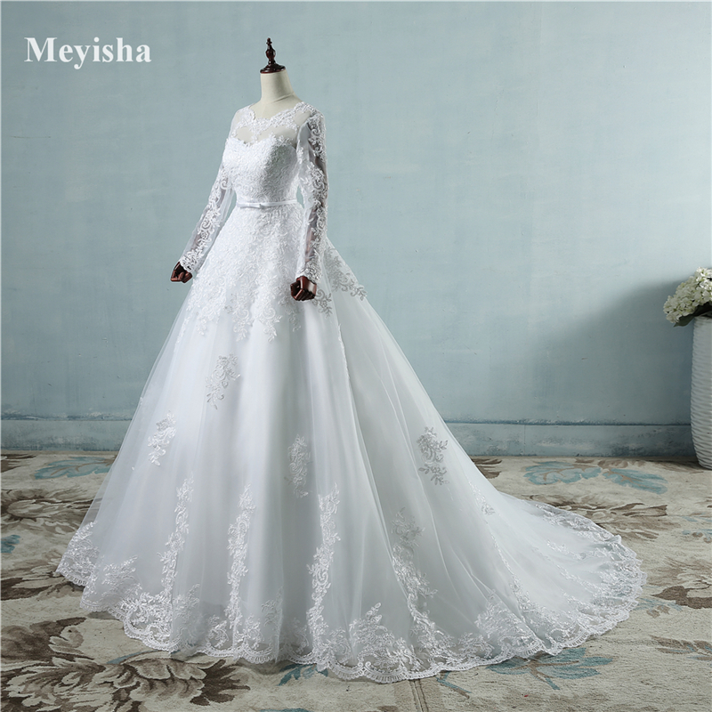ZJ9065 2021 White Ivory Ball Gown Wedding Dresses Big Good Quality Appliqued Lace Tulle Girl Princess Size 2-26W