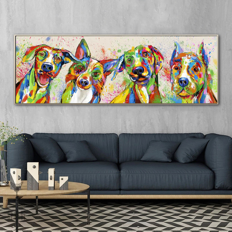 Graffiti Street Art Colorful Dog Animal Poster Home Decor Children's Bedroom Wall Art For Living Room Canvas Painting No Frame